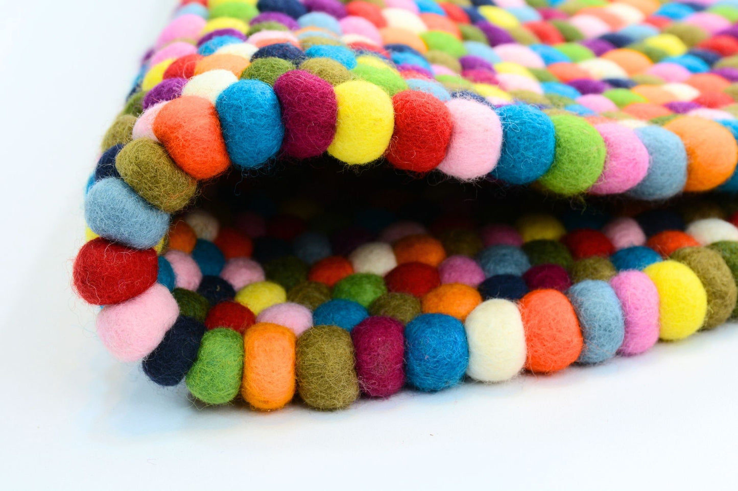 Premium Handmade Multicolor Round Felt Ball Rug - Wool Felt Rainbow Ball Rug - Pom Pom rug for Your Home and Office- 30-300cm