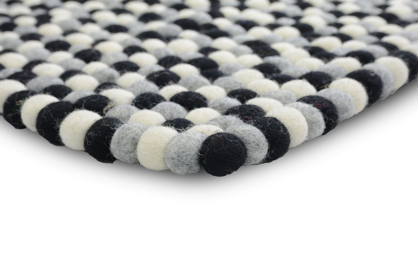 Handmade Monochrome Felt Ball Rug: Grayscale Nursery Decor