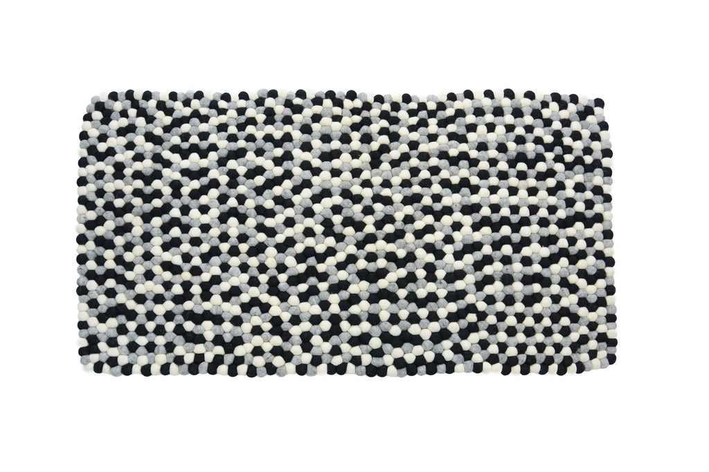 Handmade Monochrome Felt Ball Rug: Grayscale Nursery Decor