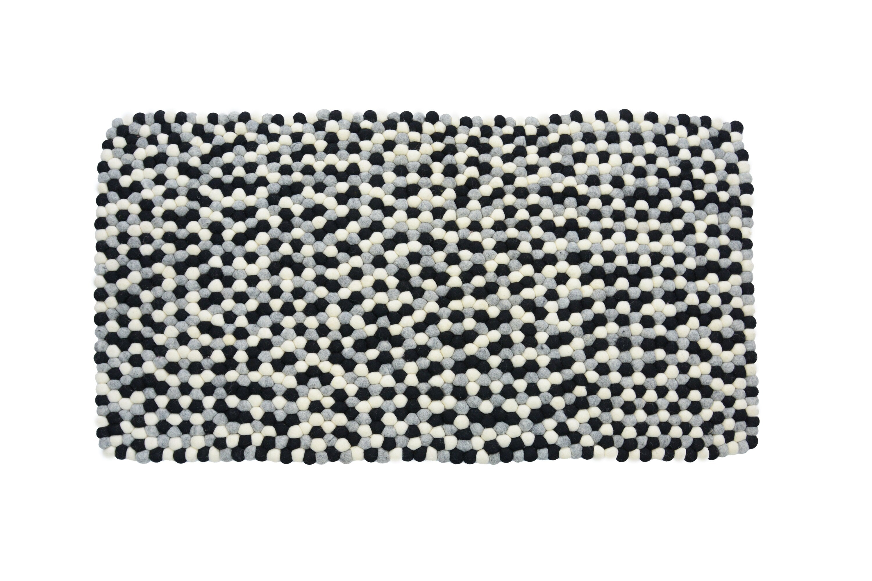 Handmade Monochrome Felt Ball Rug: Grayscale Nursery Decor
