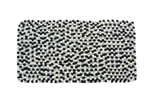 Handmade Monochrome Felt Ball Rug: Grayscale Nursery Decor