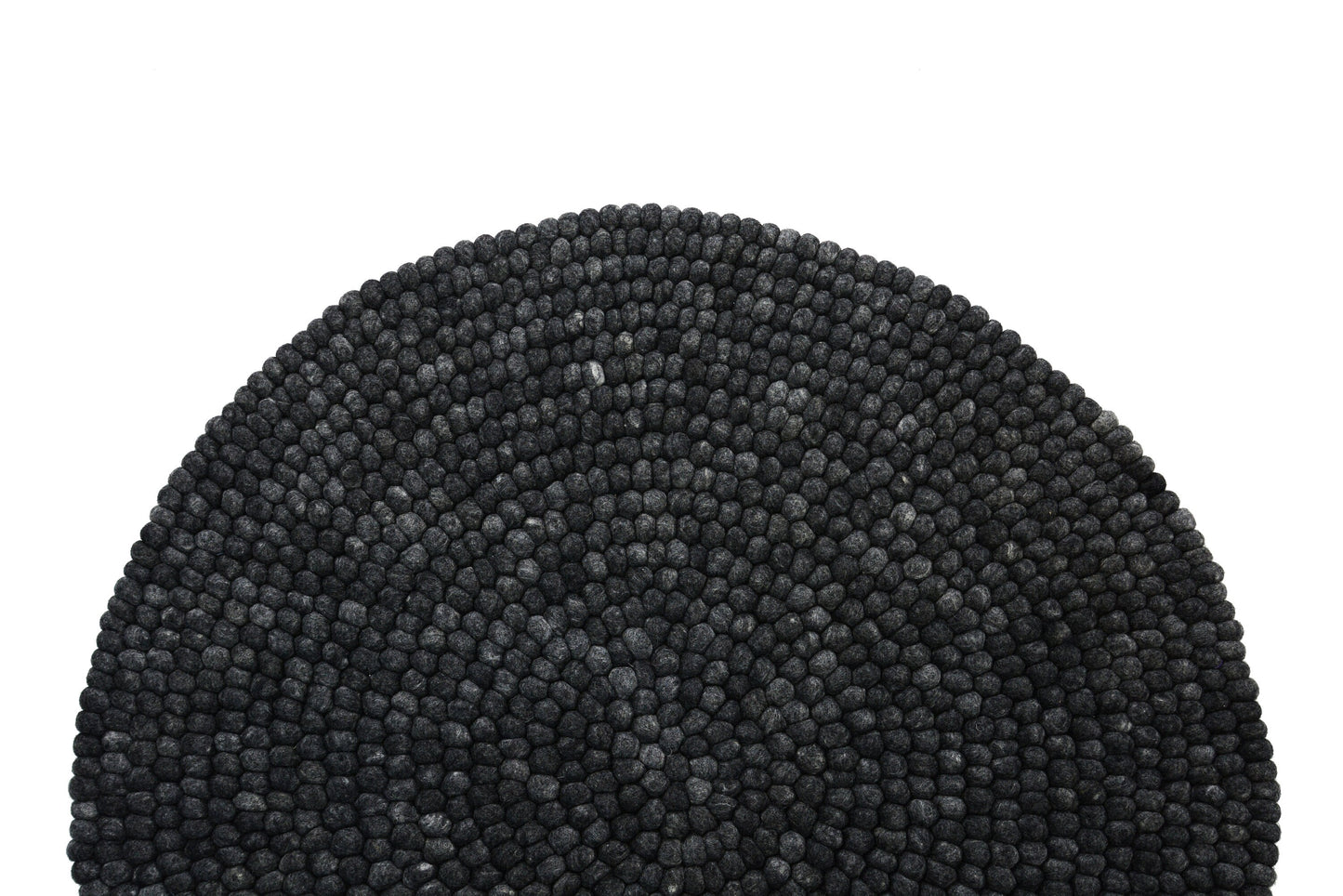 Handmade Ebony Felt Ball Rug – Round Black Wool Area Rug