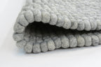 Handmade Slate Gray Felt Ball Rug: Round Nursery Carpet