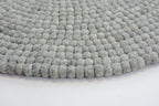 Handmade Slate Gray Felt Ball Rug: Round Nursery Carpet