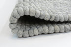 Handmade Slate Gray Felt Ball Rug: Round Nursery Carpet