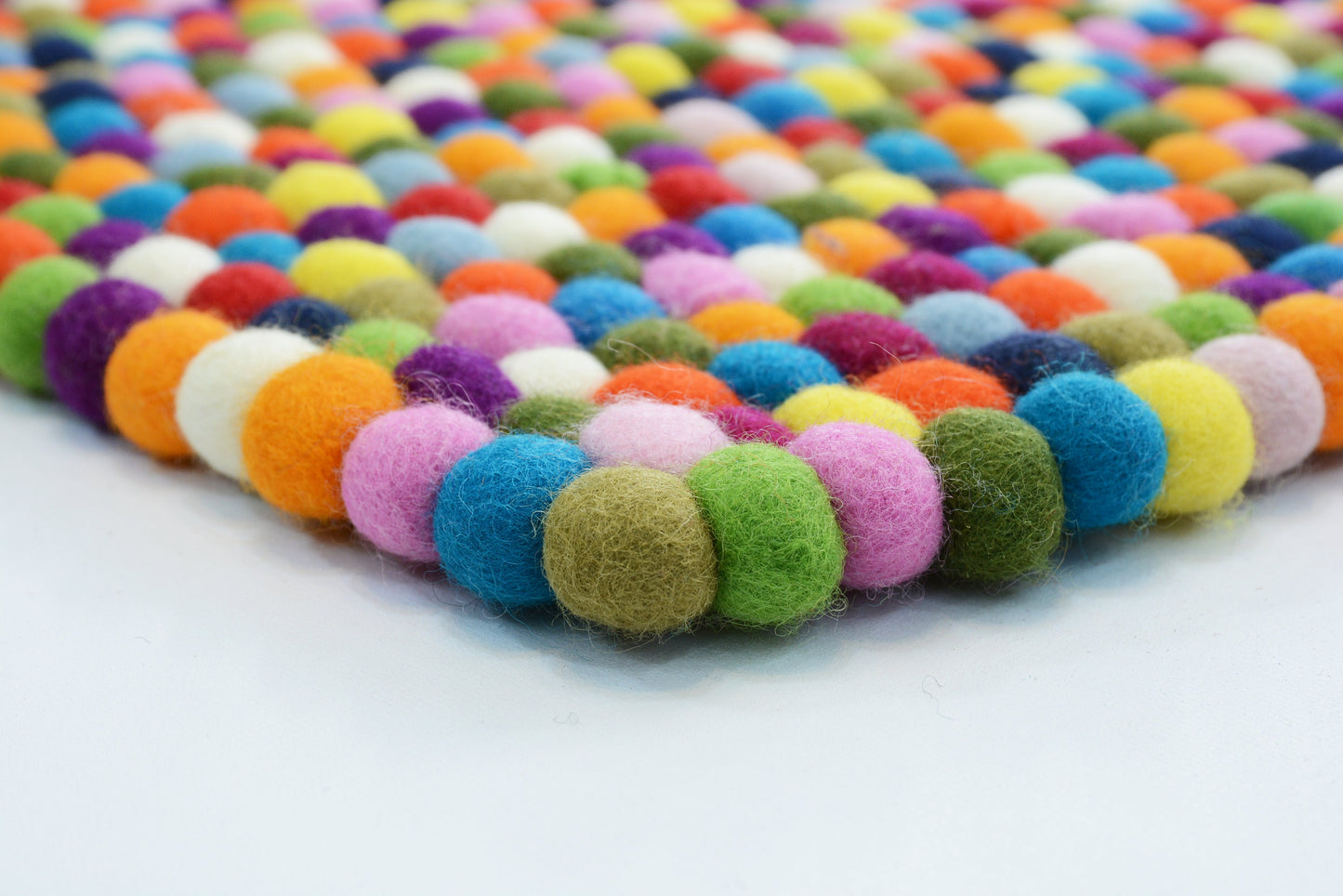 Multicolor Felt Ball Rug: Handmade Wool Nursery Rug