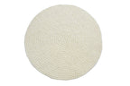 Handmade Pearl White Felt Ball Rug: Round Wool Nursery Rug