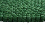 Handmade Emerald Green Felt Ball Rug: Non-Allergic Nursery Decor