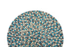 Handmade Round Felt Ball Rug: Azure Blue Nursery Decor (30cm-300cm)