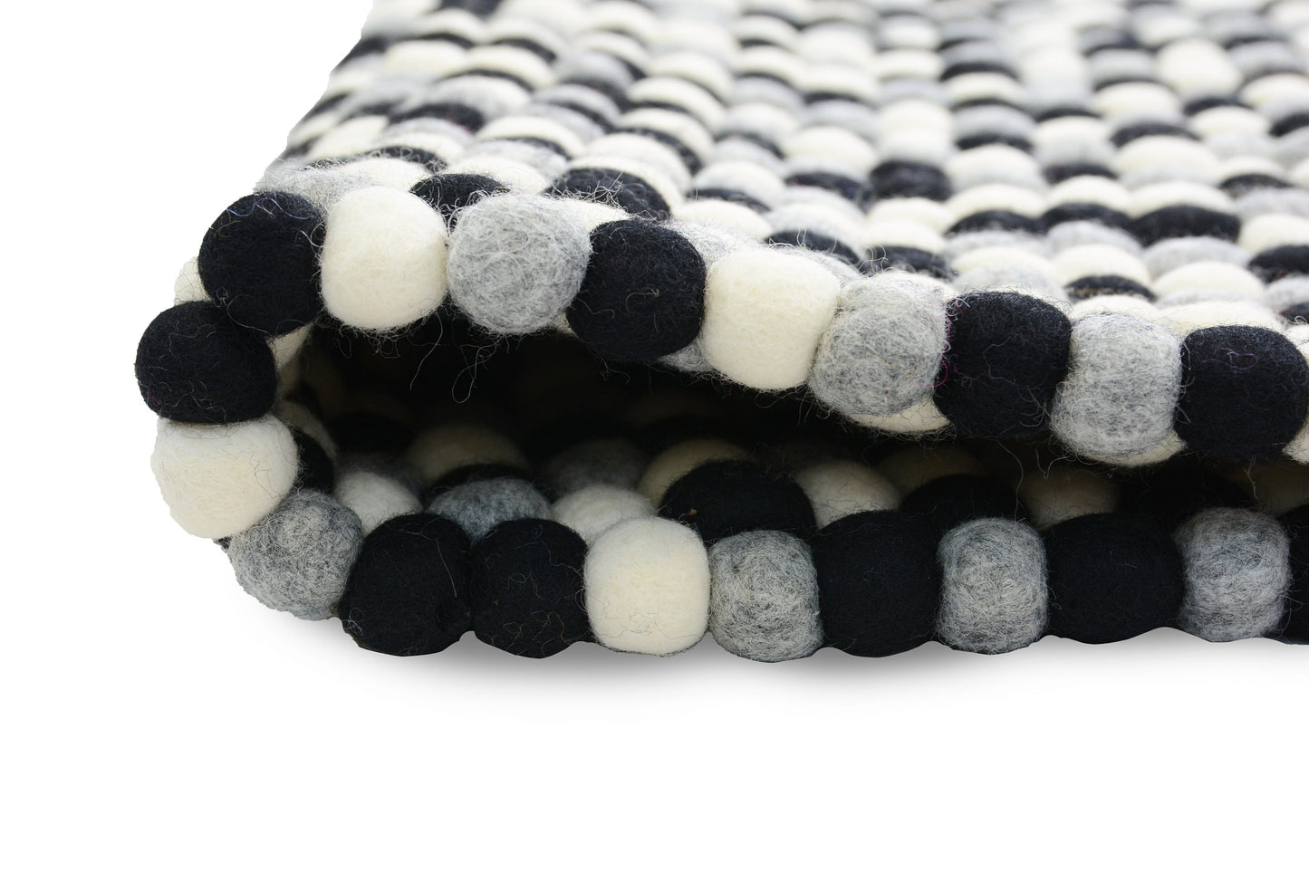 Handmade Monochrome Felt Ball Rug: Grayscale Nursery Decor