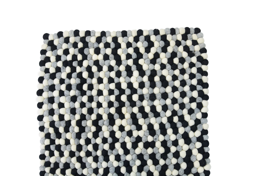 Handmade Monochrome Felt Ball Rug: Grayscale Nursery Decor