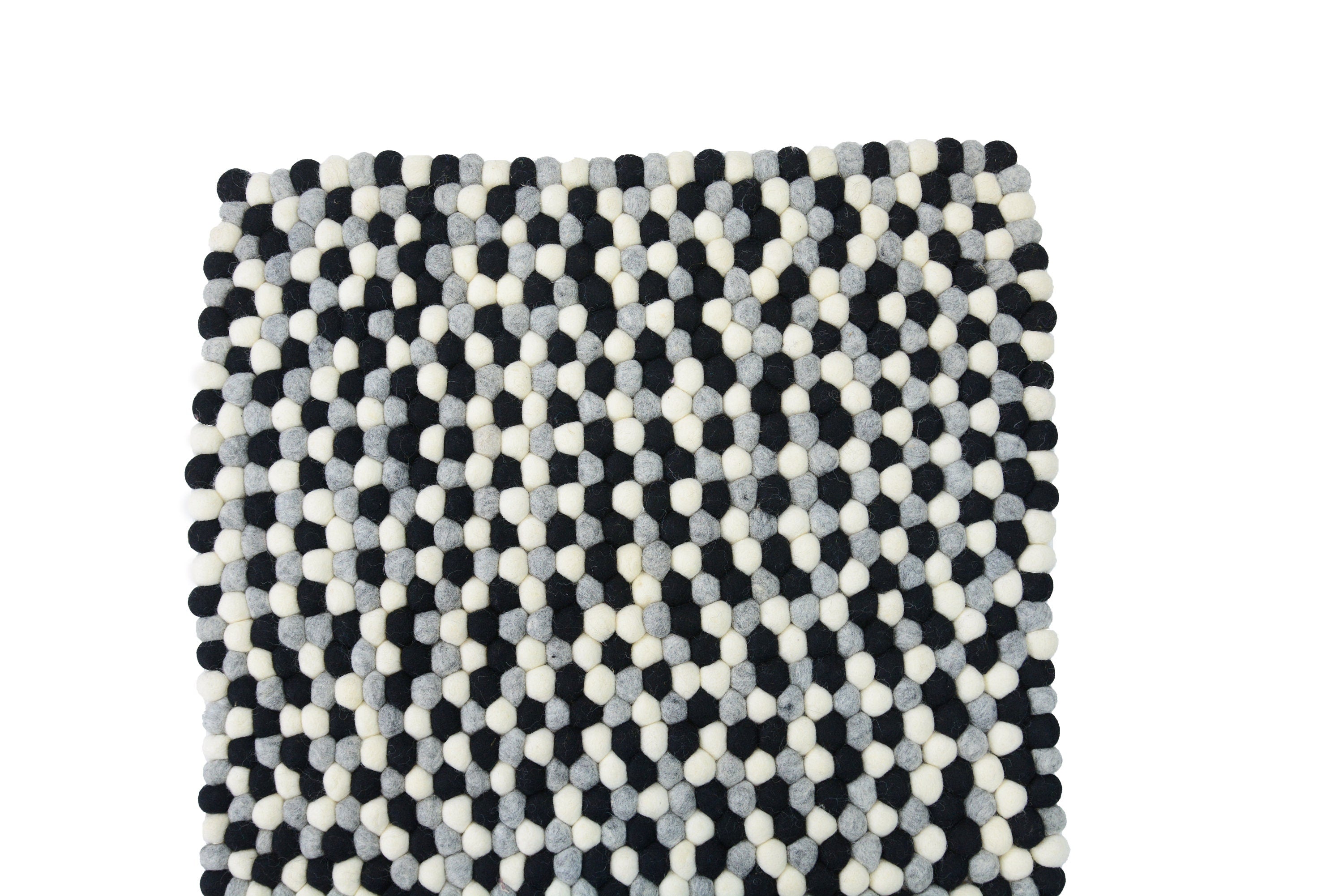 Handmade Monochrome Felt Ball Rug: Grayscale Nursery Decor