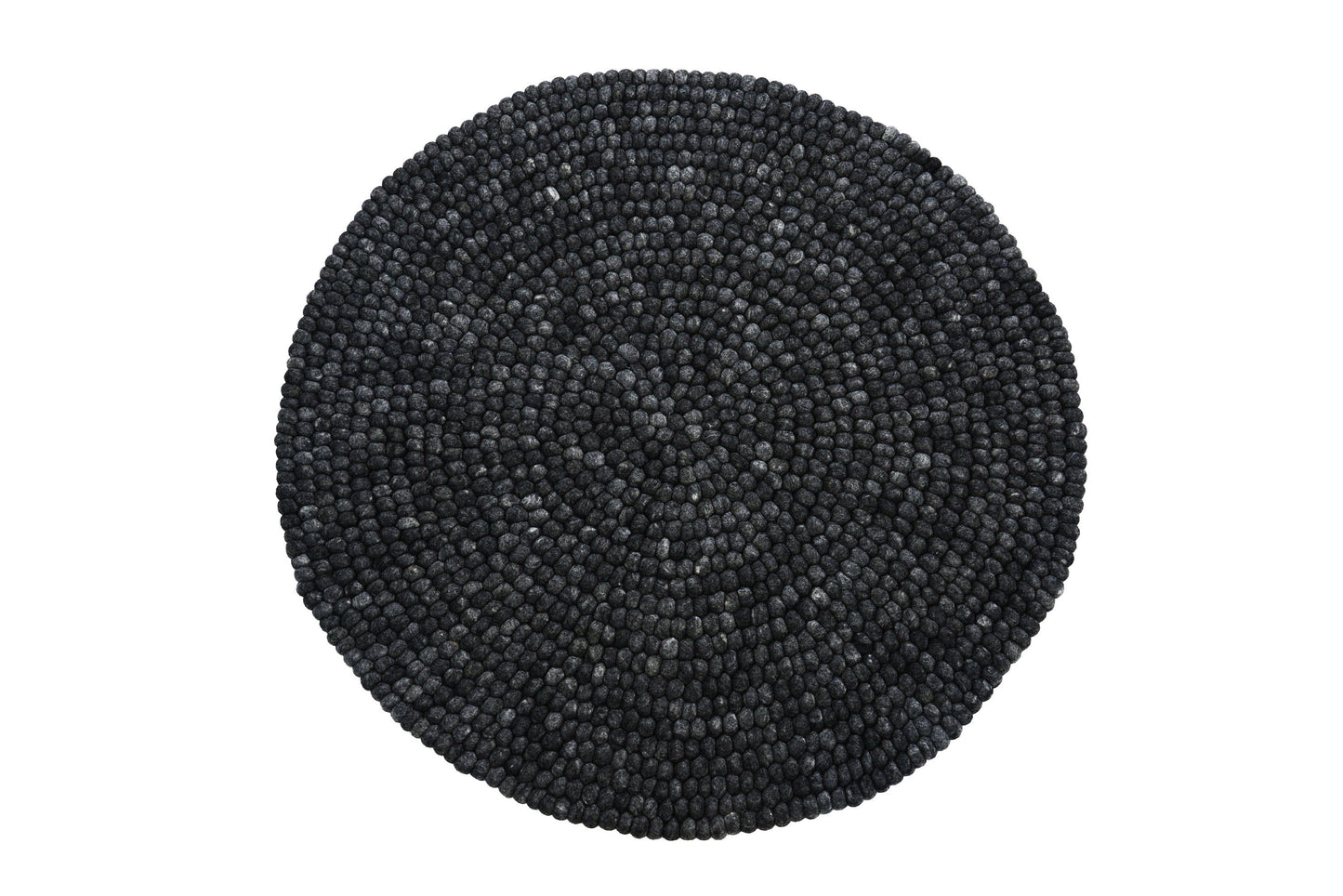 Handmade Ebony Felt Ball Rug – Round Black Wool Area Rug