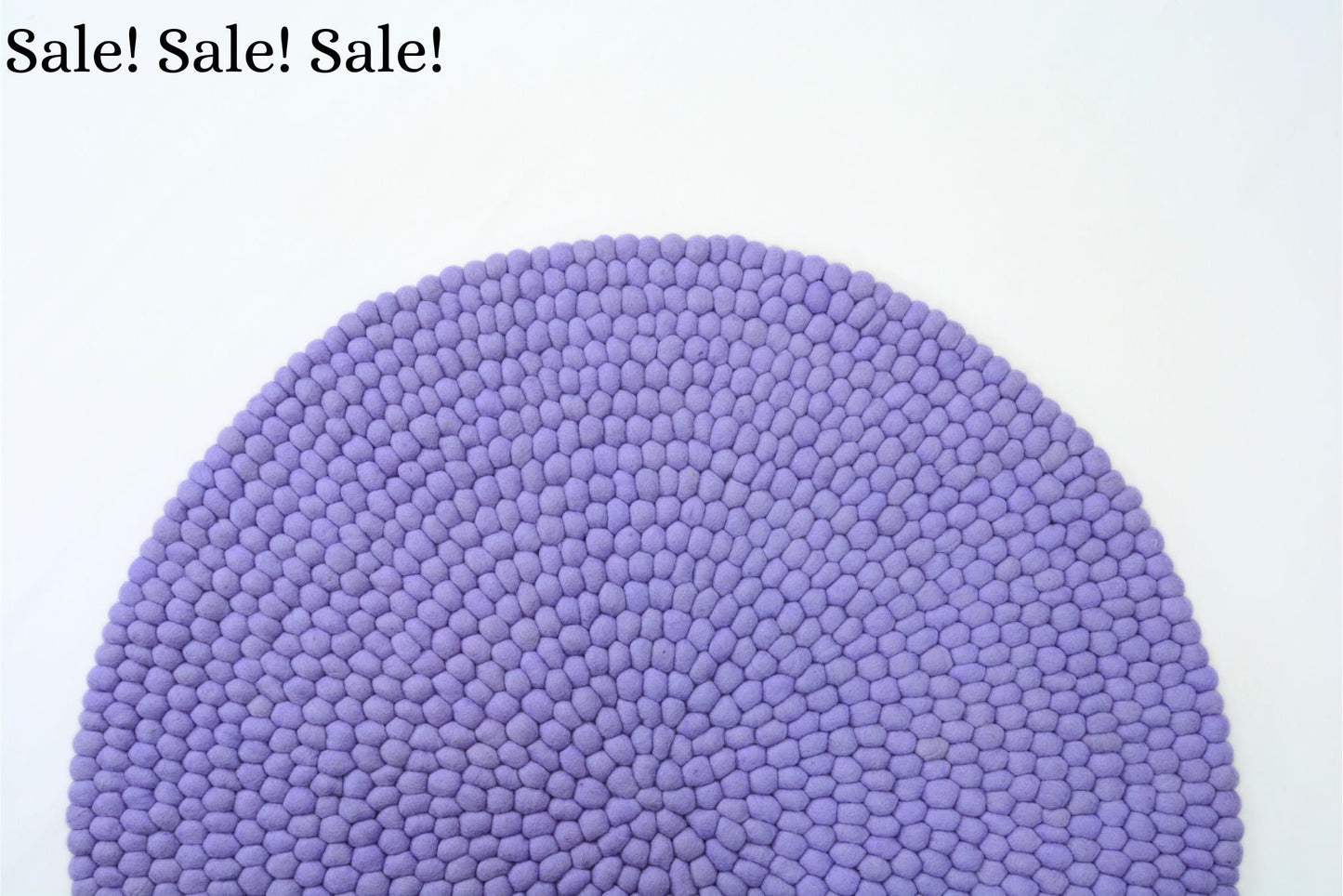Handmade Purple Felt Ball Rug, New Zealand Wool, Round Rug