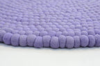 Handmade Purple Felt Ball Rug, New Zealand Wool, Round Rug