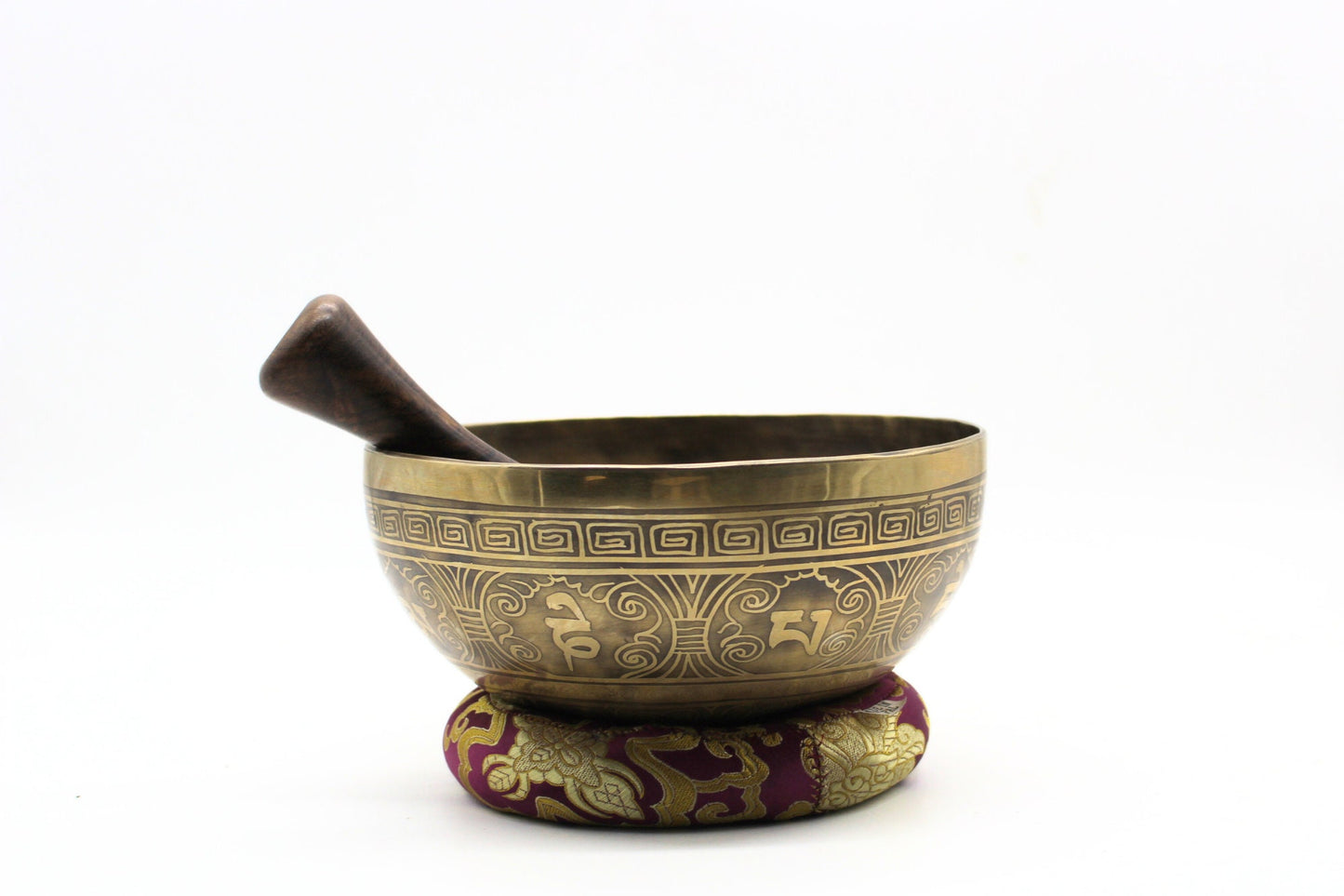 Carved Tibetan Singing Bowl: 8.5 inch Handmade Nepali Healing Instrument