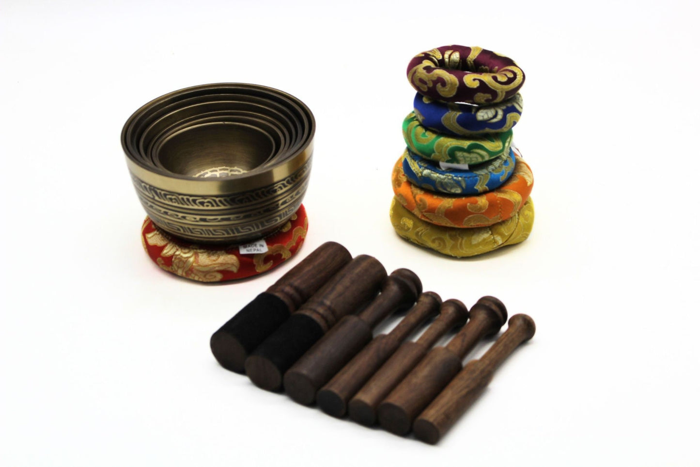 Handmade Tibetan Singing Bowl Set: Antique Design, Meditation Healing