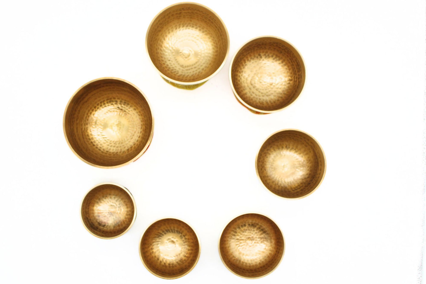 Hand Hammered Set of Seven Tibetan Singing Bowls: Sound Healing & Chakra Tuning
