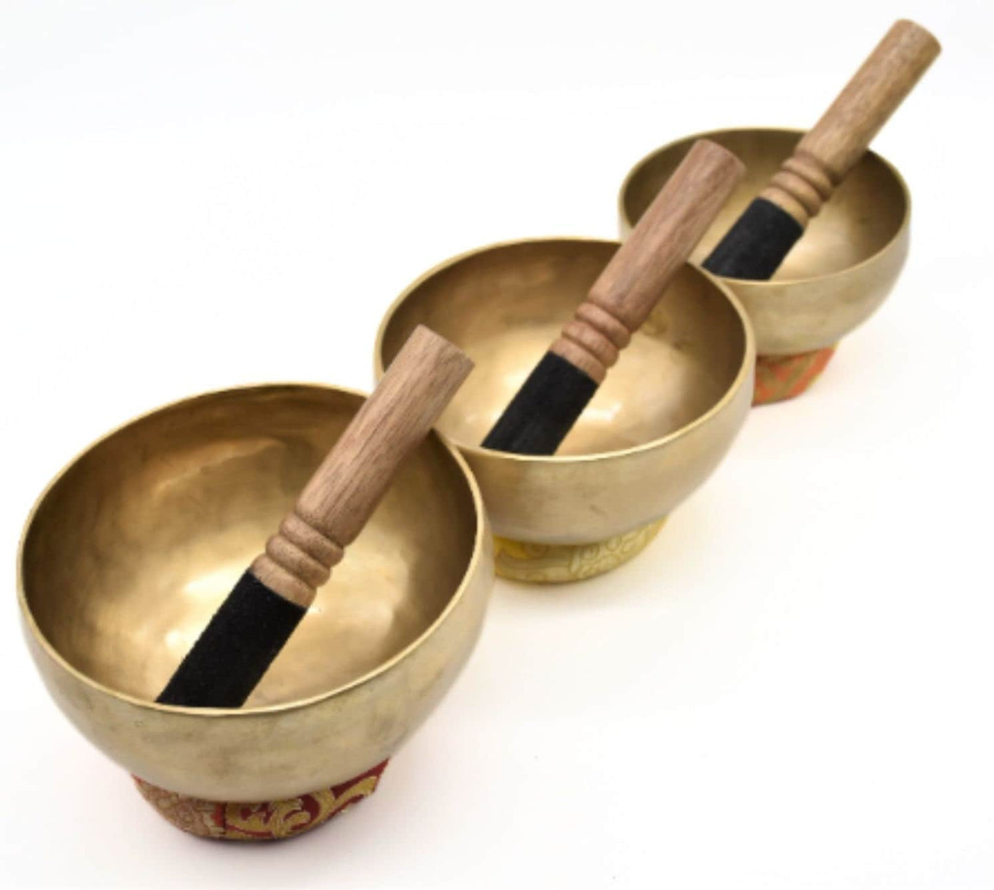 Handmade Tibetan Singing Bowl Set: Chakra Healing Sound Bath (5,6,7 inch)