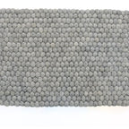 Dark Gray Felt Ball Rug: Handmade Variegated Wool Mat