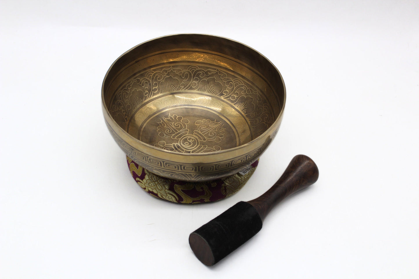 Carved Tibetan Singing Bowl: 8.5 inch Handmade Nepali Healing Instrument
