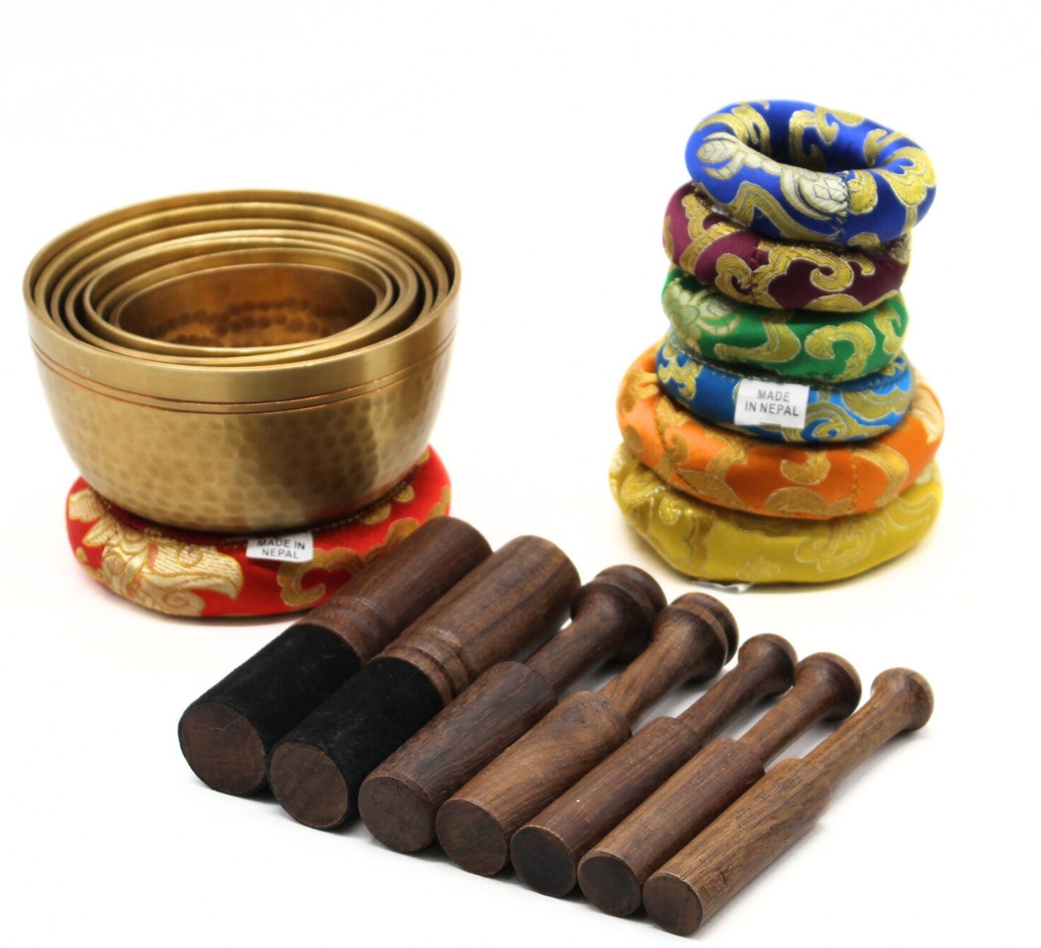 Handmade Singing Bowl Set: 7 Chakra Bowls, Meditation Sound Bath