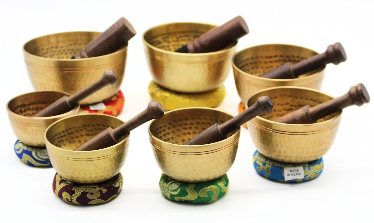 Handmade Singing Bowl Set: 7 Chakra Bowls, Meditation Sound Bath