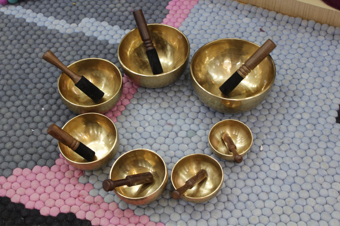 Set of 7 - Chakra Singing Bowl Set: Authentic Tibetan Healing Bowls, Handmade in Nepal
