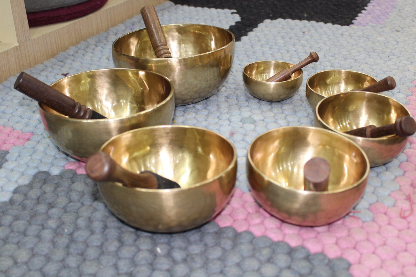 Set of 7 - Chakra Singing Bowl Set: Authentic Tibetan Healing Bowls, Handmade in Nepal