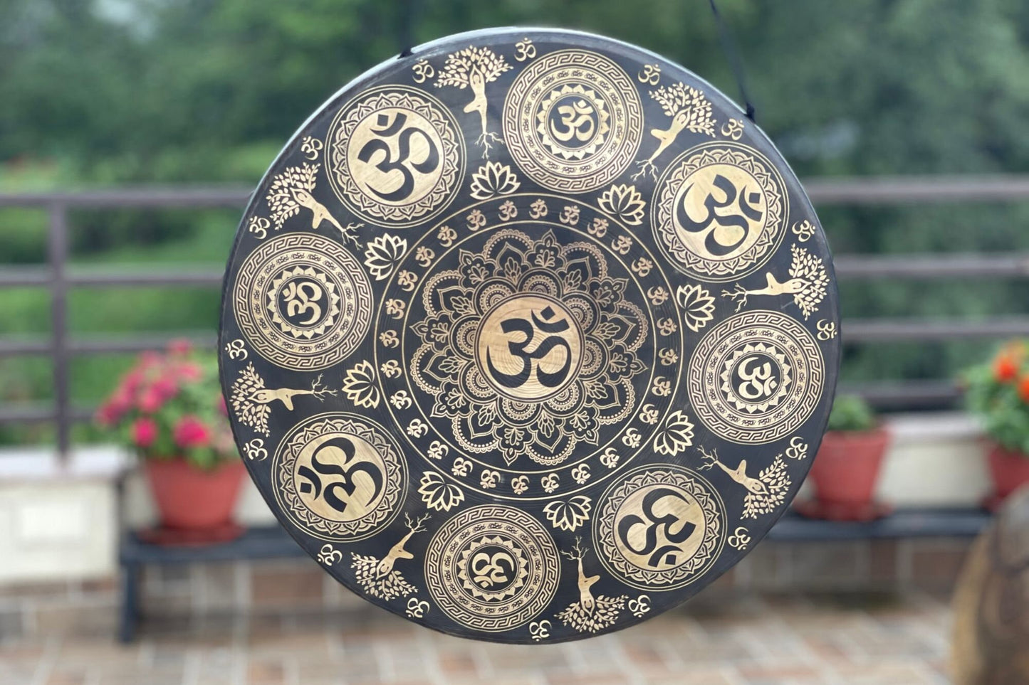 Handmade Om Design Gong: 35-100cm Sound Healing Bell