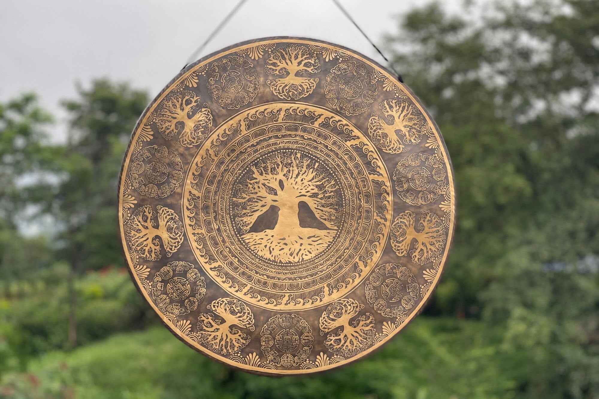 Handmade Tree of Life Gong: Tibetan Sound Healing Bell