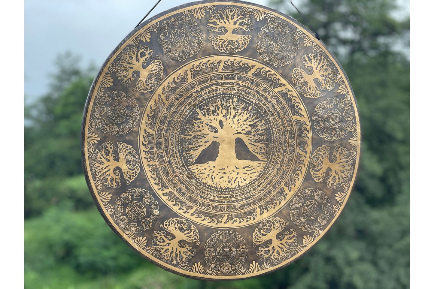 Handmade Tree of Life Gong: Tibetan Sound Healing Bell