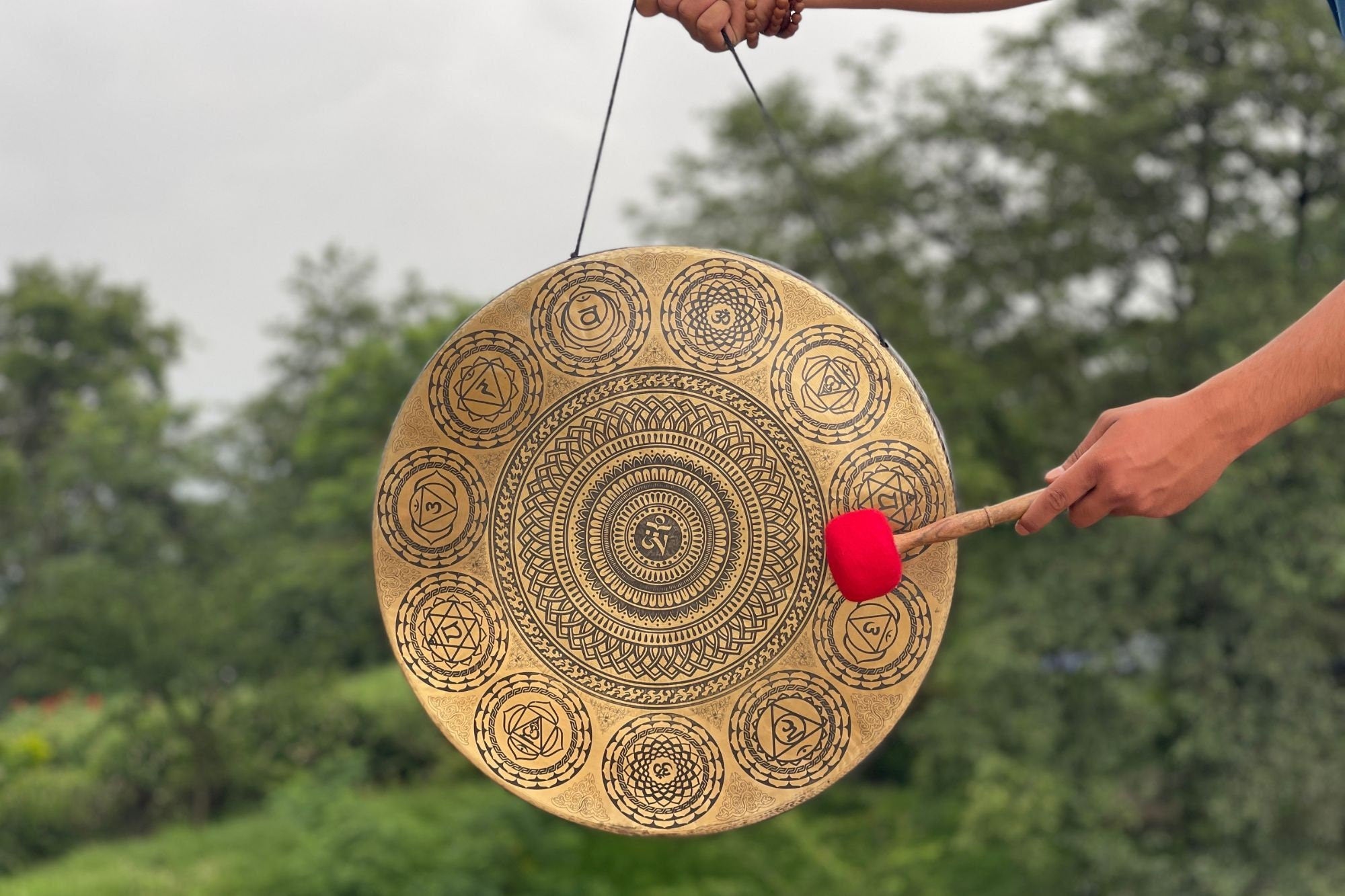 Handmade Chakra Gong: Tibetan Sound Healing Bell with Tree of Life