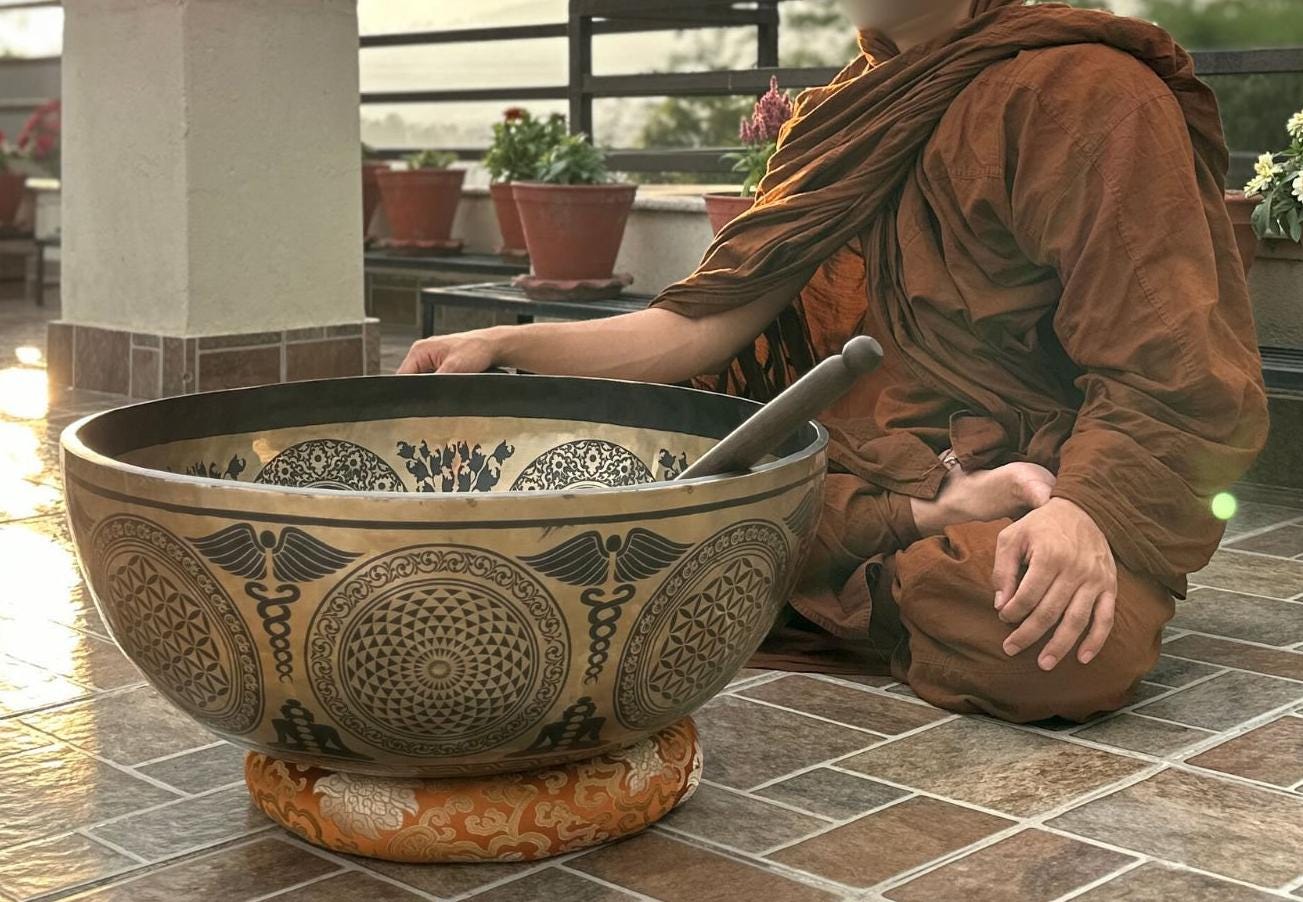 Handmade Buddha Feet Singing Bowl: Tibetan Meditation Bowl, Blessed