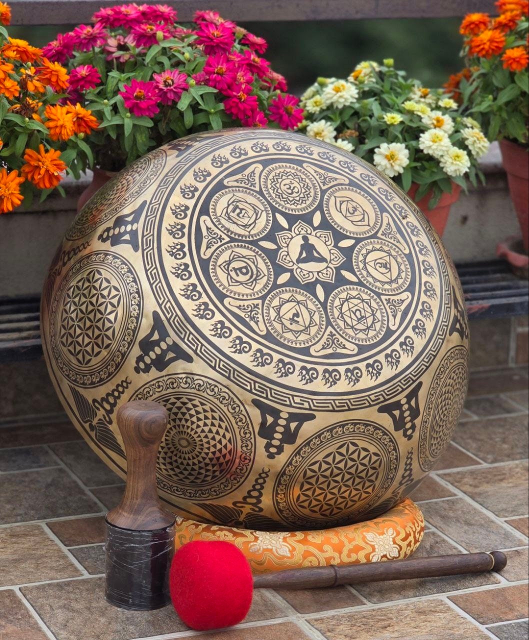 Handmade Buddha Feet Singing Bowl: Tibetan Meditation Bowl, Blessed