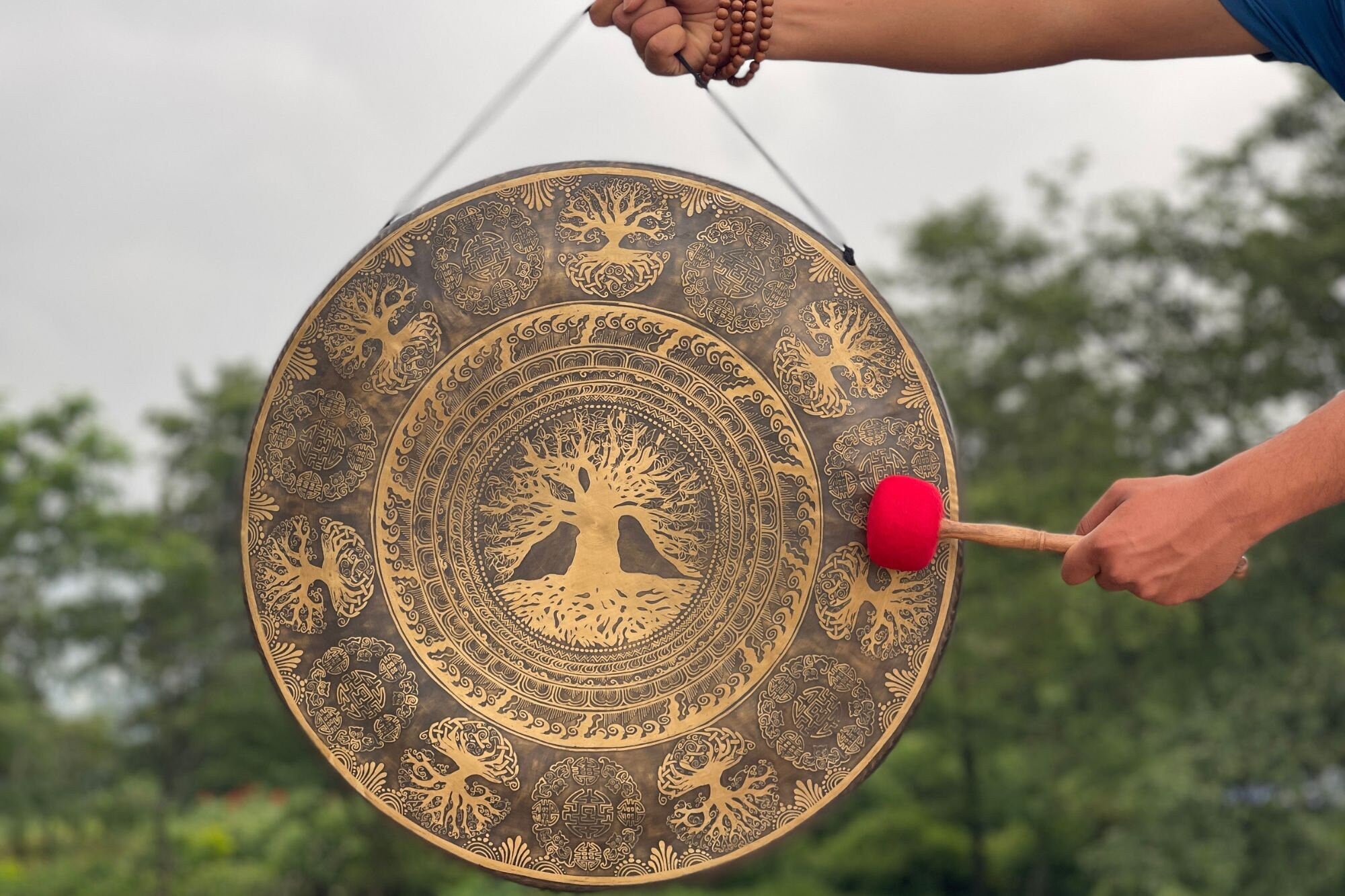 Handmade Tree of Life Gong: Tibetan Sound Healing Bell
