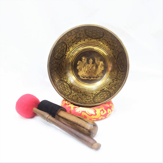 Handmade Buddha Singing Bowl: 10 inch Tibetan Sound Healing Bowl
