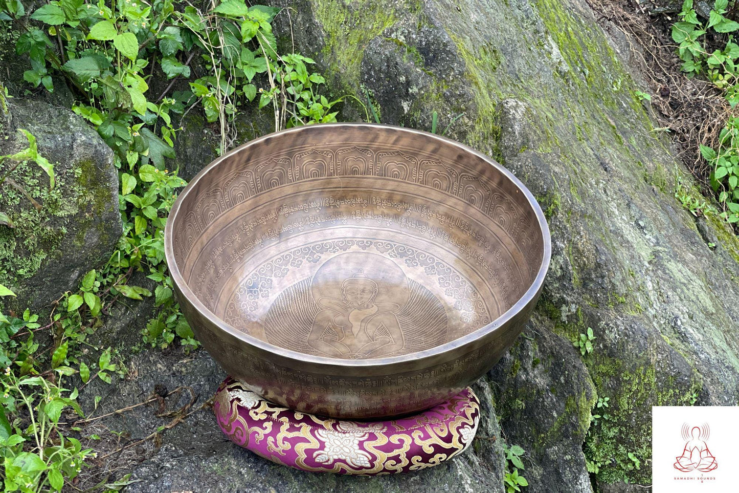 Handmade Seven Metal Tibetan Singing Bowl with Yab-Yam Design