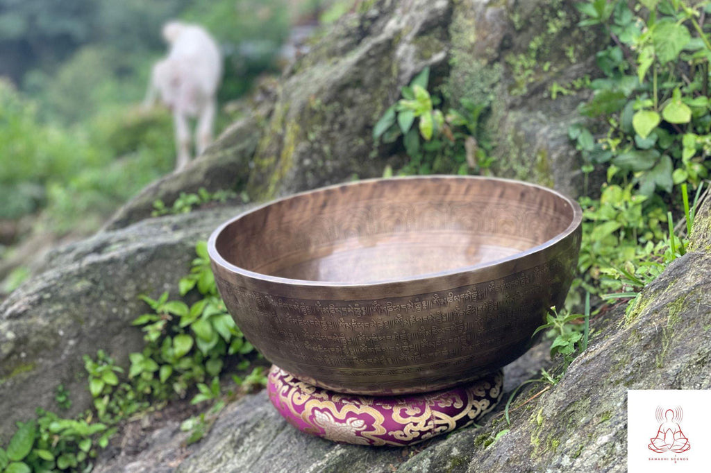 Handmade Seven Metal Tibetan Singing Bowl with Yab-Yam Design