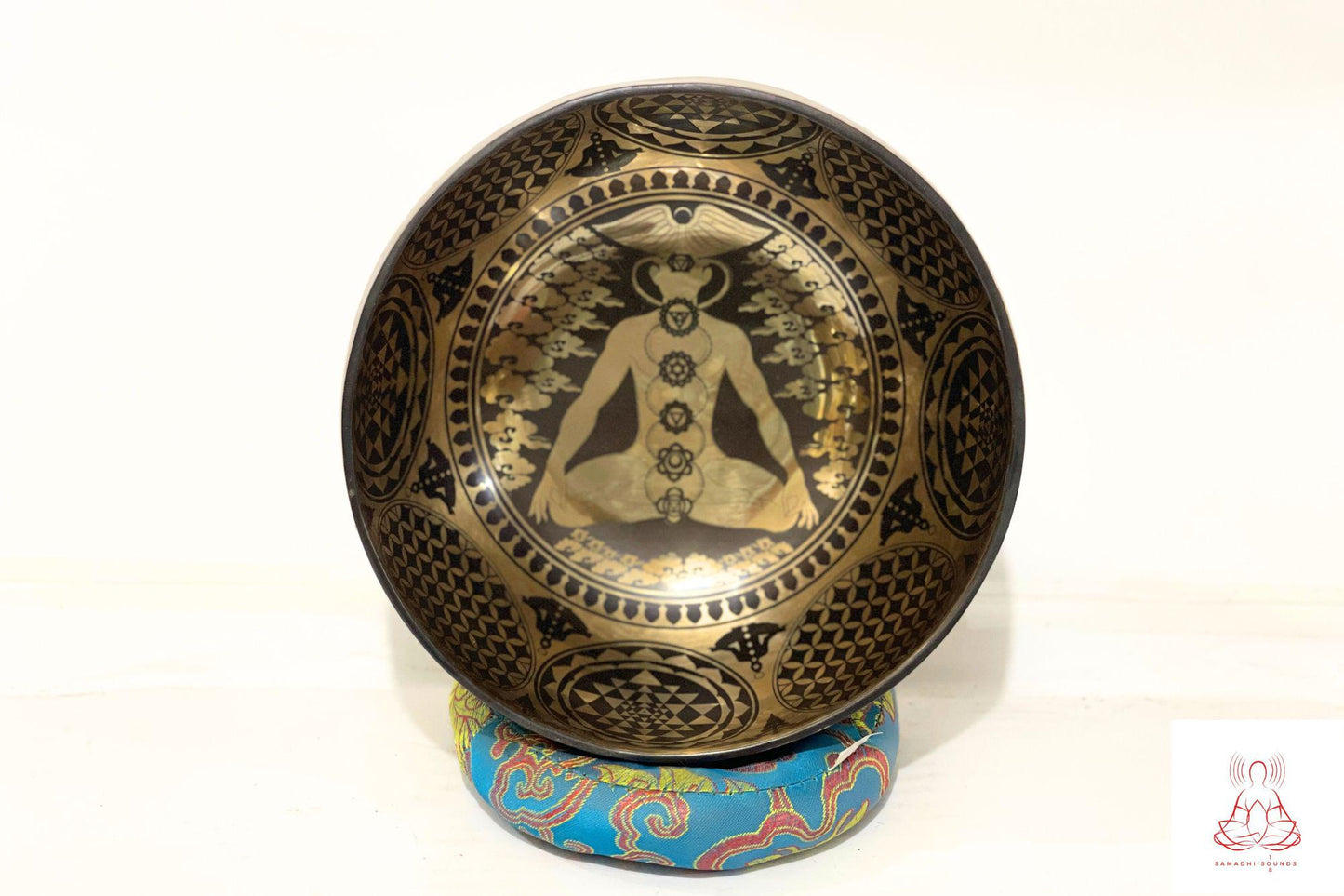 Tibetan Singing Bowl: Seven Chakra Yogi Design, Handmade in Nepal (6-12 inches)