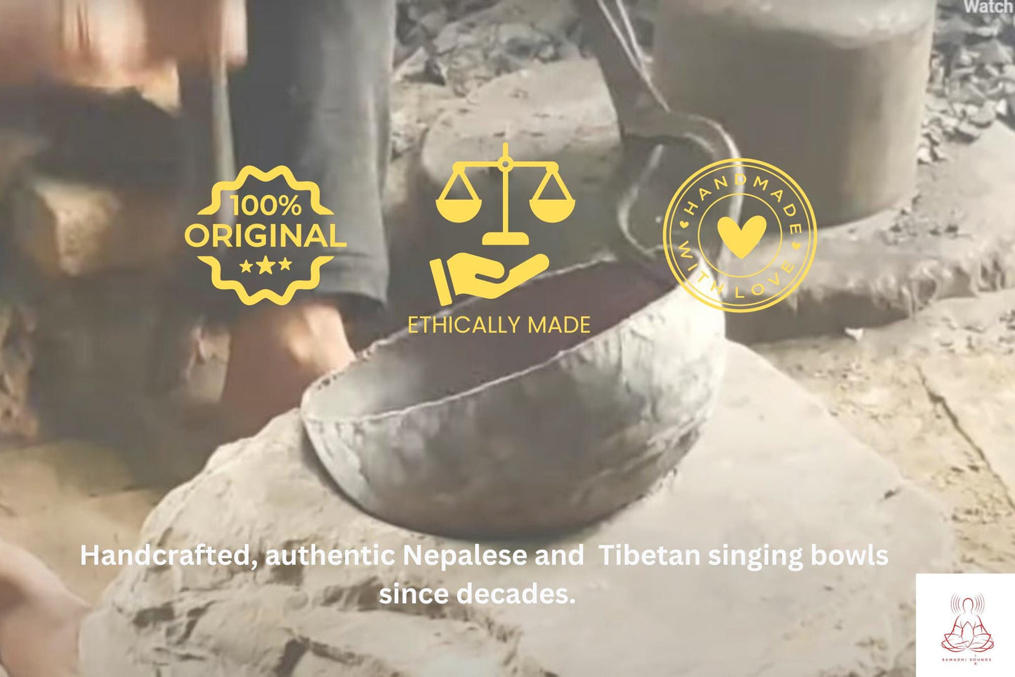 7 inch Tibetan Singing Bowl: Handmade Nepal Meditation Bowl with Mallet & Cushion