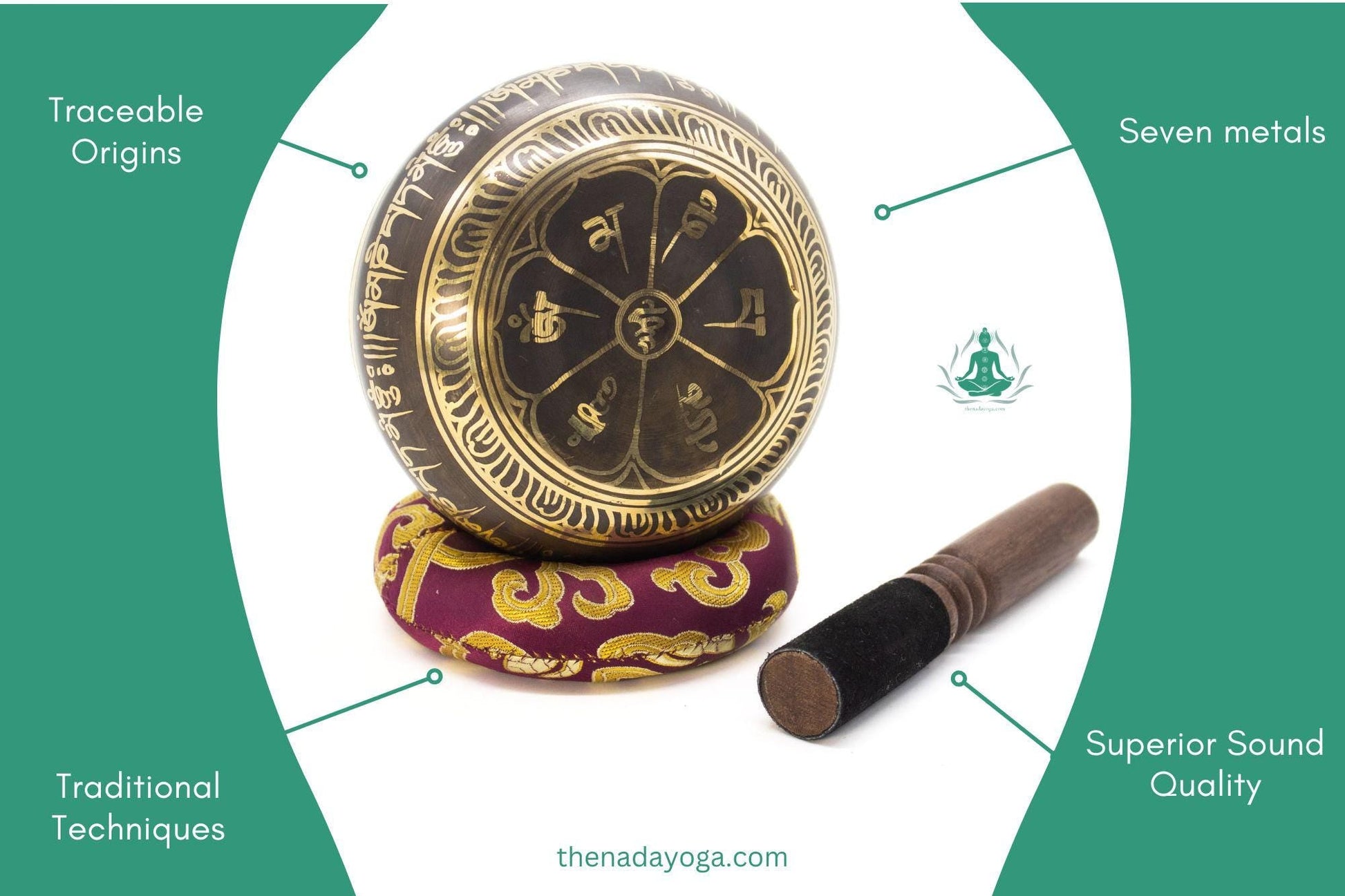 Handmade Tibetan Singing Bowl Set | 4-Inch, Nepal, Yoga Meditation The Nada Yoga