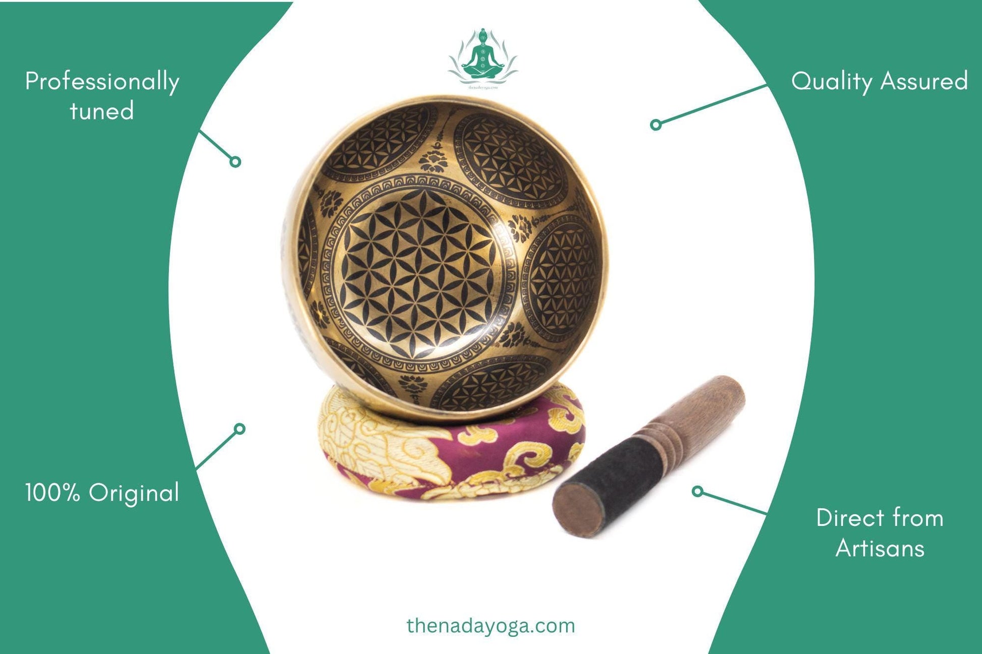 Handmade Tibetan Singing Bowl Set | 4-Inch, Nepal, Yoga Meditation The Nada Yoga