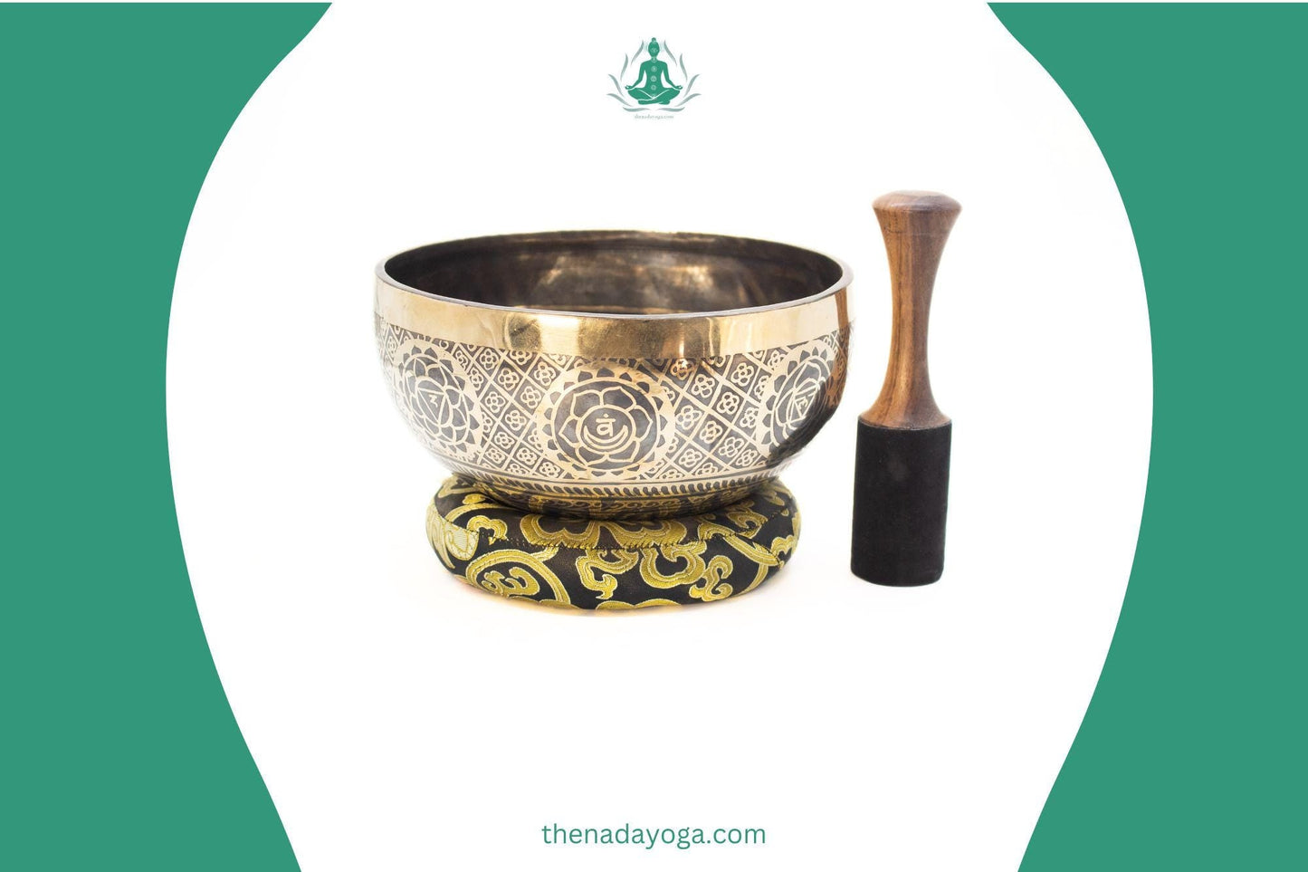 Hand Hammered Tibetan Singing Bowl Set - Lotus Design, Nepal The Nada Yoga