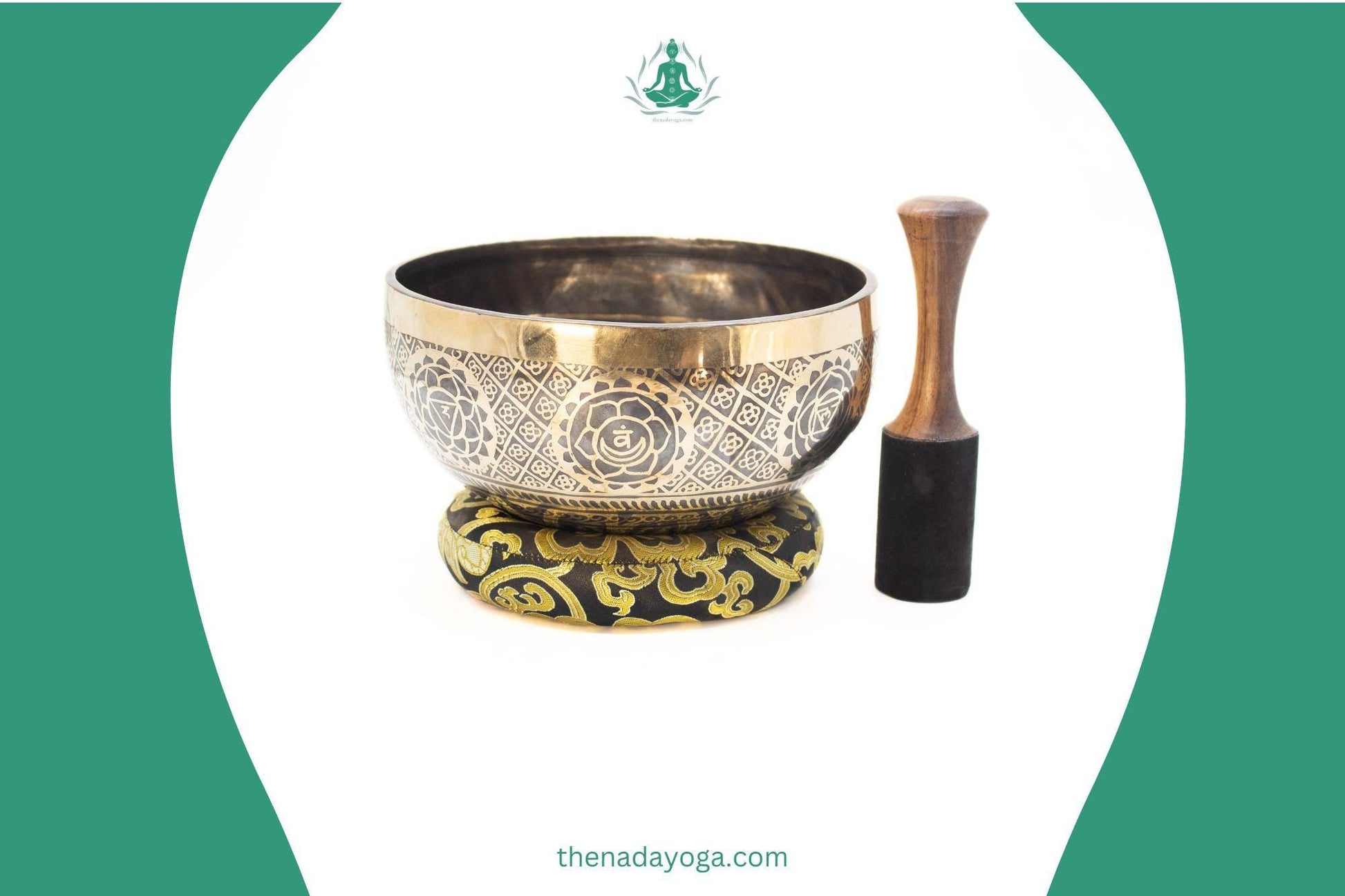 Hand Hammered Tibetan Singing Bowl Set - Lotus Design, Nepal The Nada Yoga