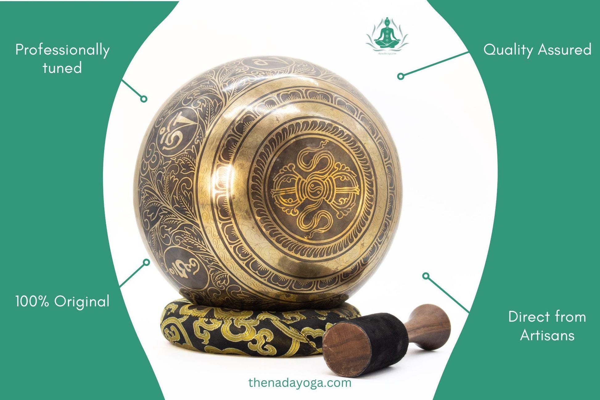 Hand-Hammered Tibetan Singing Bowl Set – 4 inch Nepal Sound Bowl for Meditation The Nada Yoga