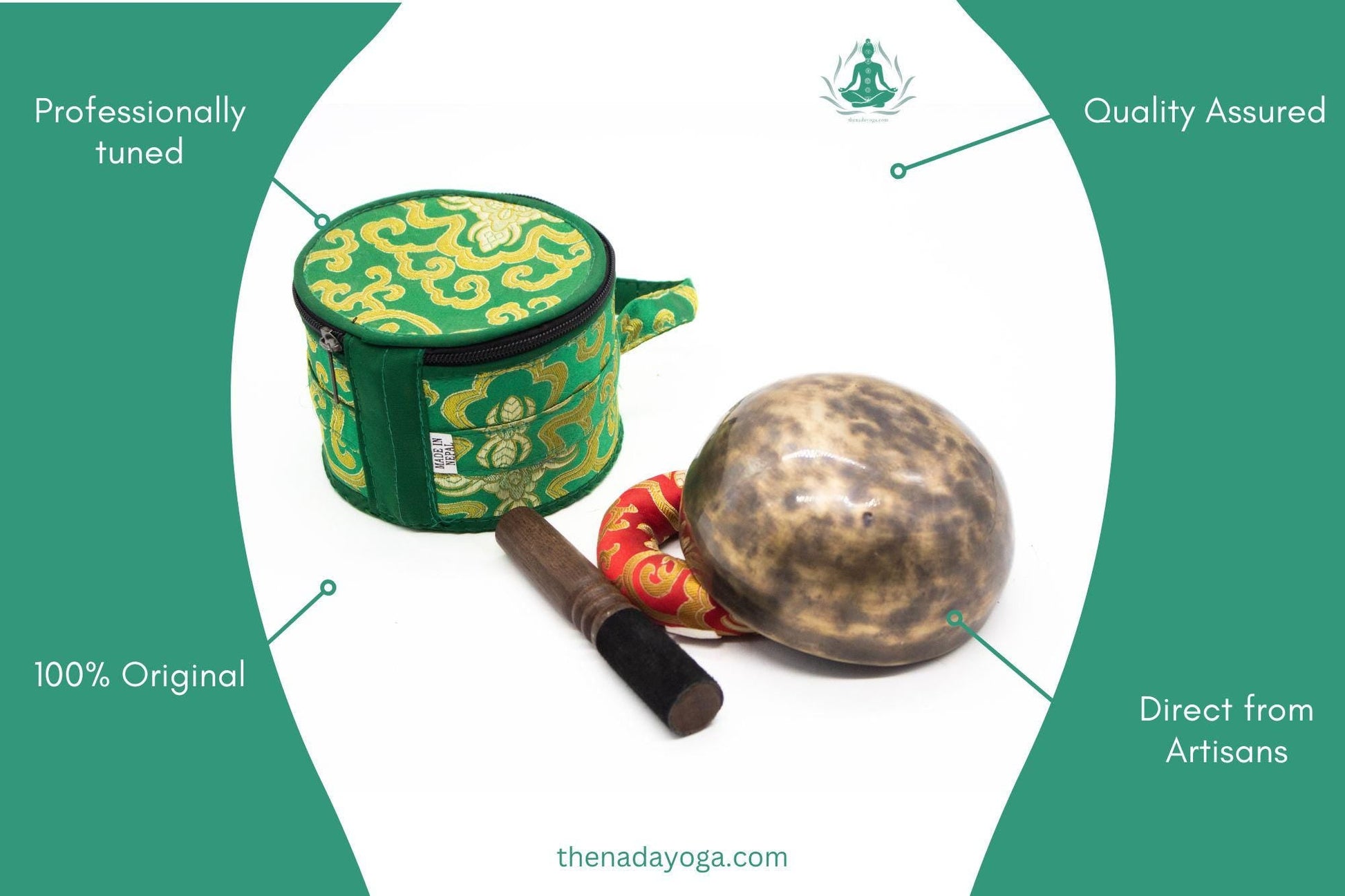 Handmade Tibetan Singing Bowl Set – 4 inch, Meditation & Yoga The Nada Yoga