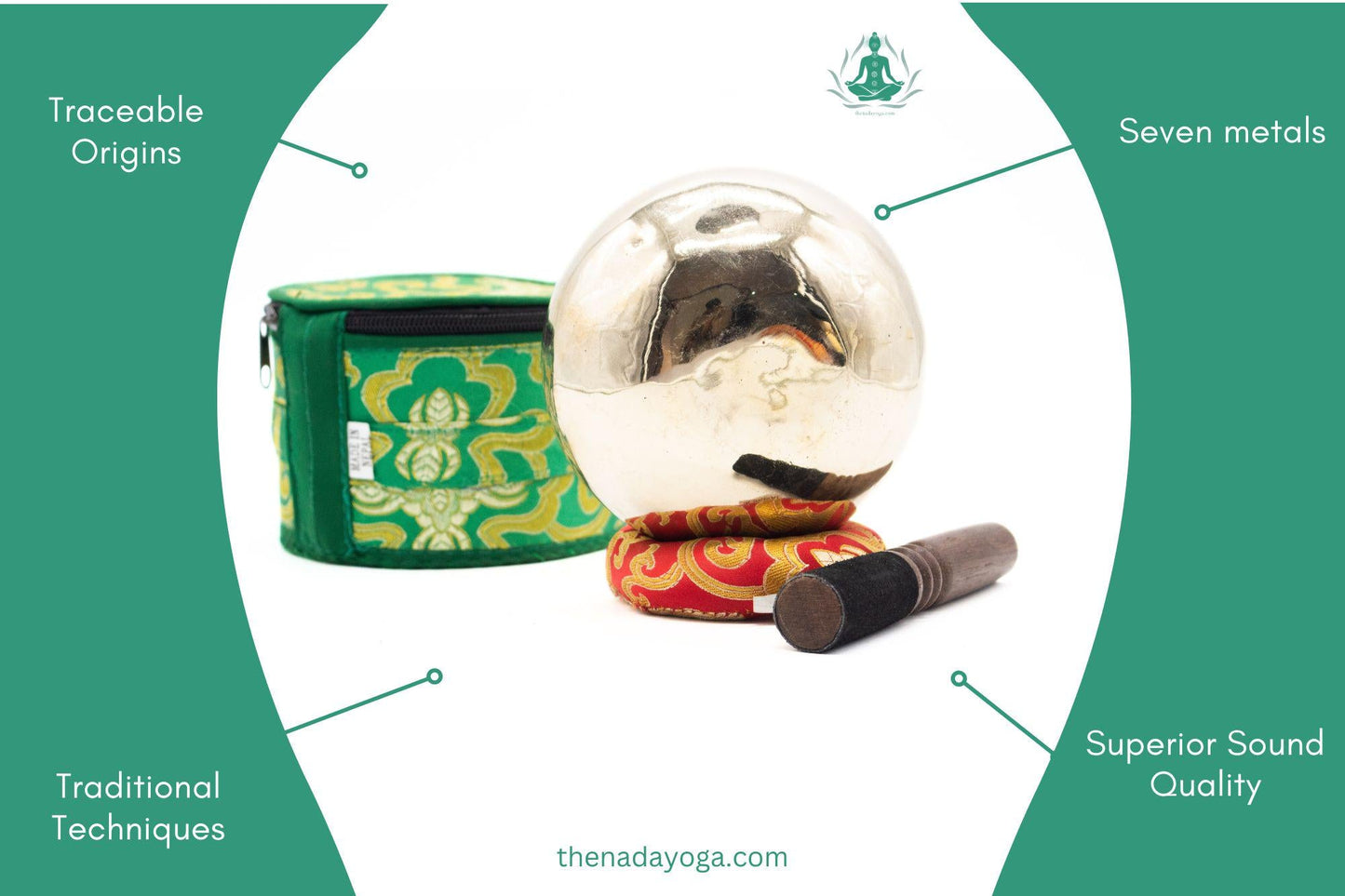 Handmade Tibetan Singing Bowl Set – 4-inch Bronze Sound Bowl The Nada Yoga