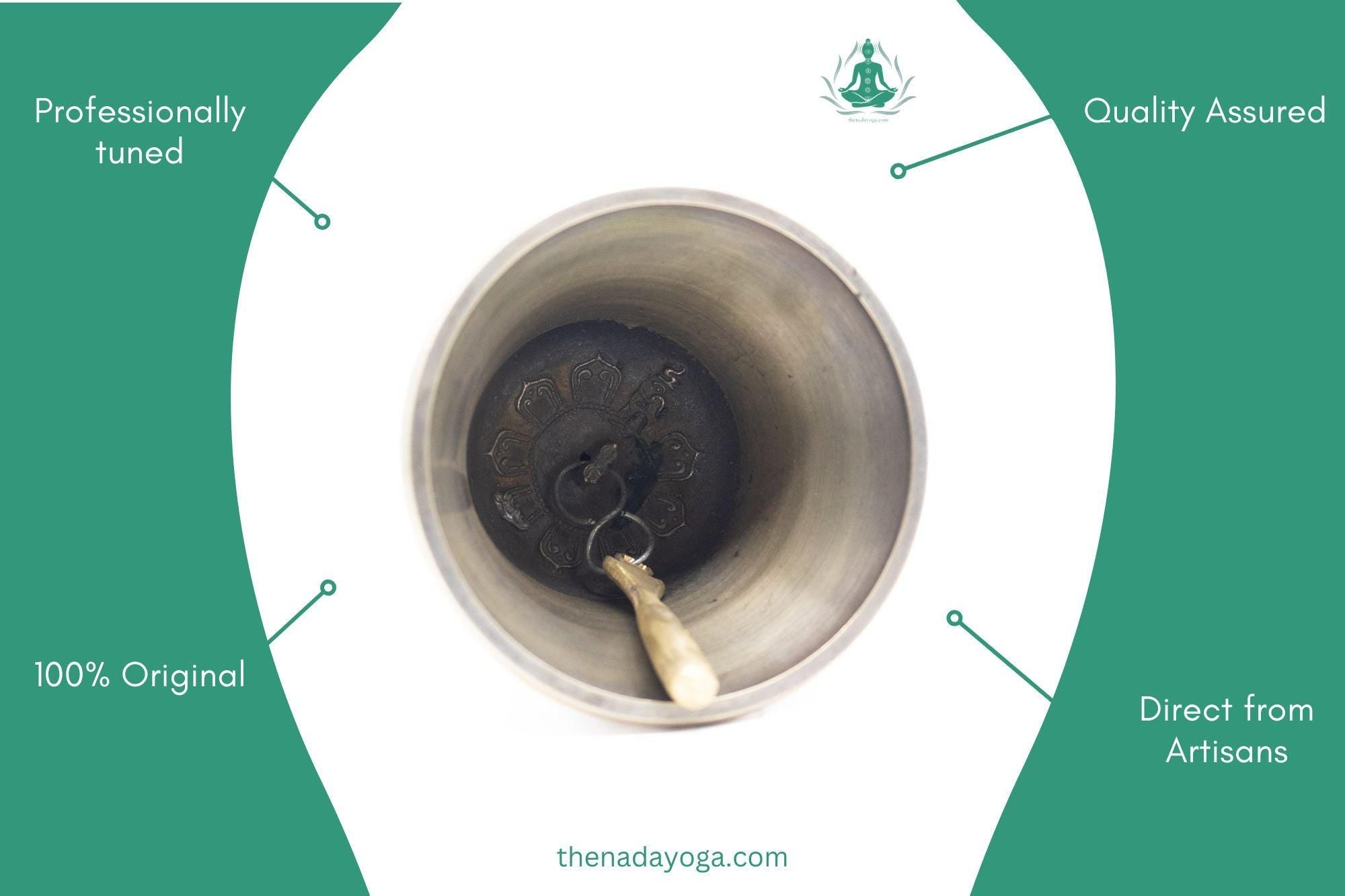 Handmade Tibetan Black Bell – 7-Metal Buddhist Ritual Bell for Meditation, Sound Healing & Ceremonies The Nada Yoga