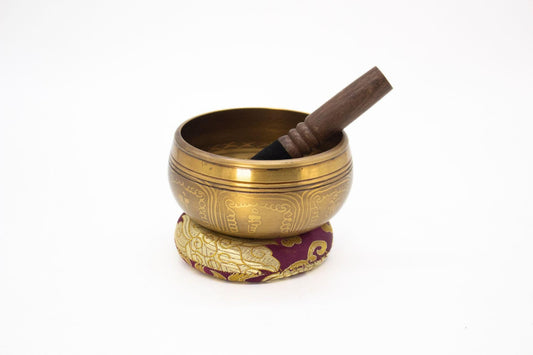 Hand Hammered Tibetan Singing Bowl Set – 4 inch Meditation Bowl, Mallet & Cushion The Nada Yoga